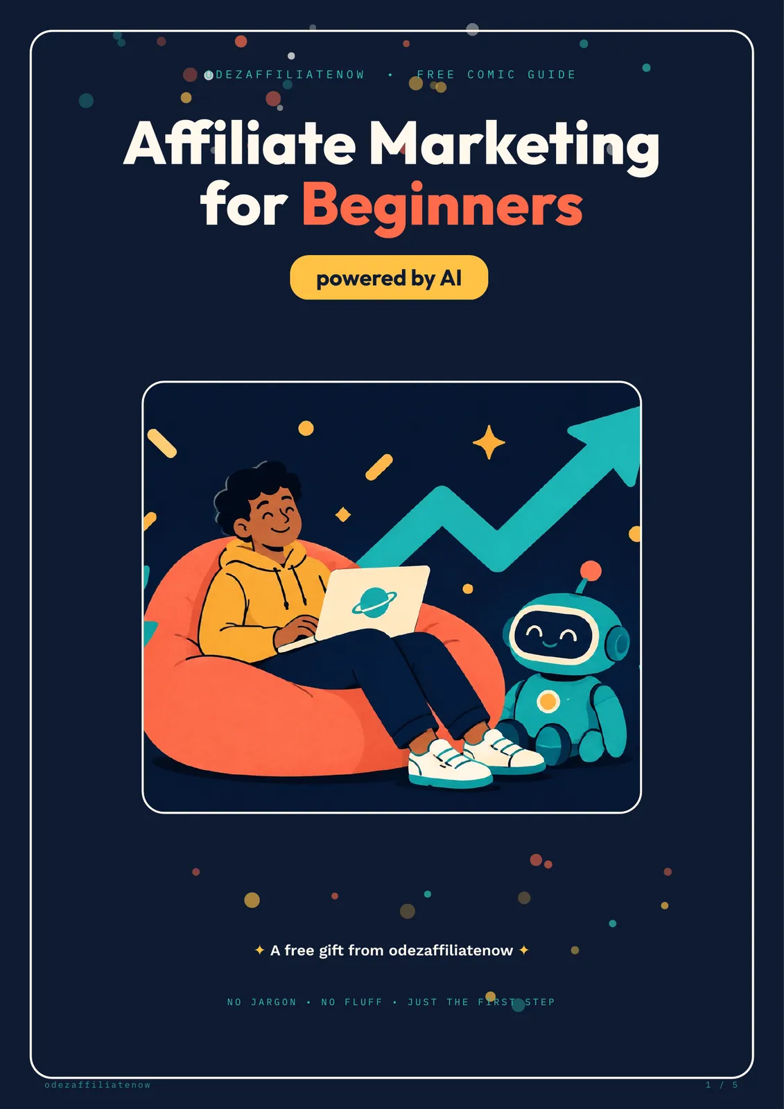 Comic cover showing a new marketer and friendly AI helper
