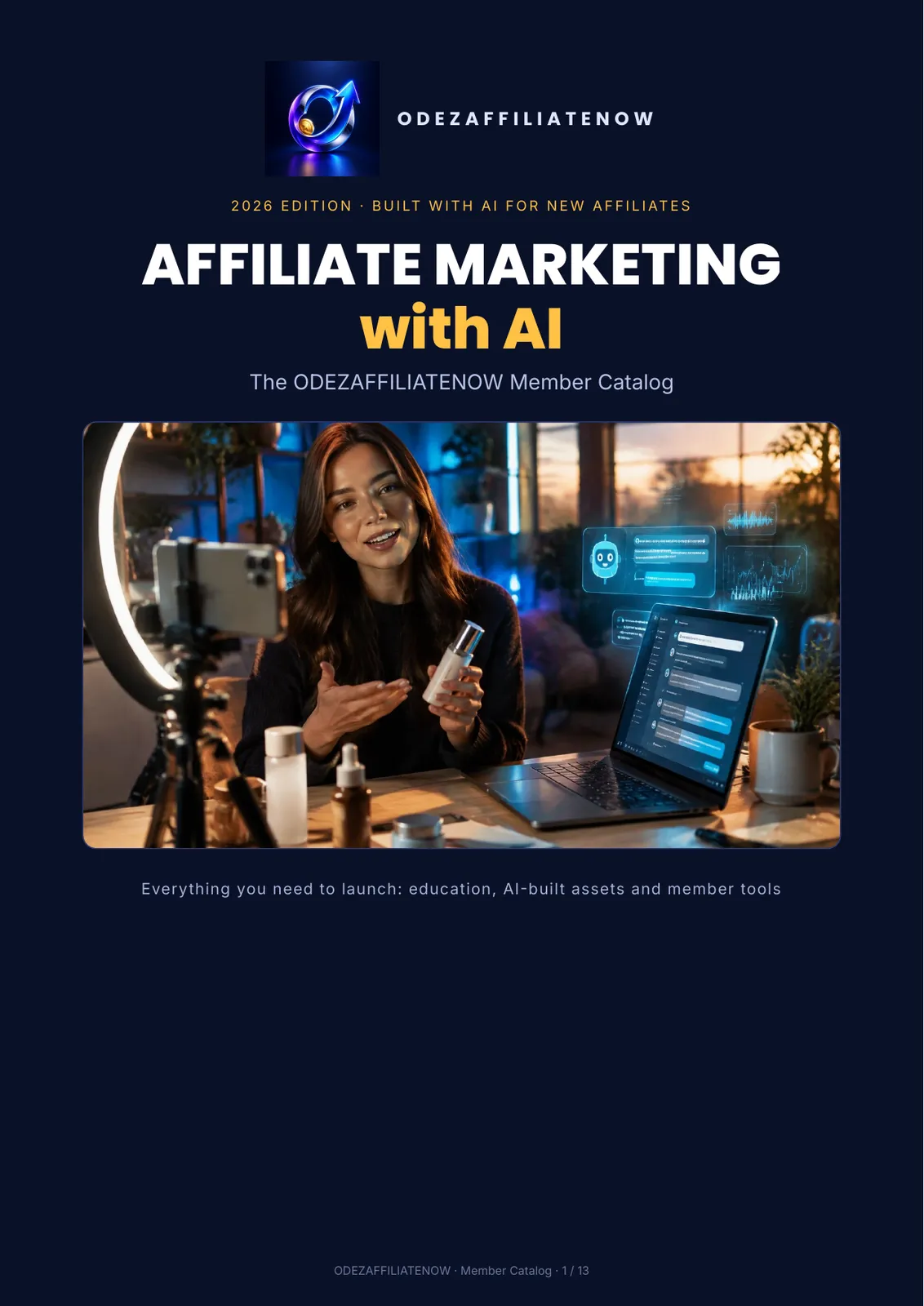 Dark branded catalog cover for affiliate marketing with AI